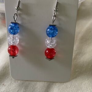 Red, White, and Blue Stacked Beaded Earrings